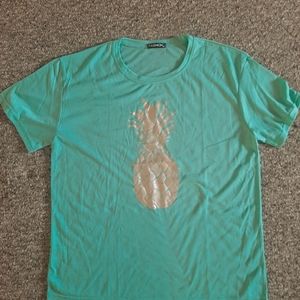 Pineapple T-shirt. Turquoise XL